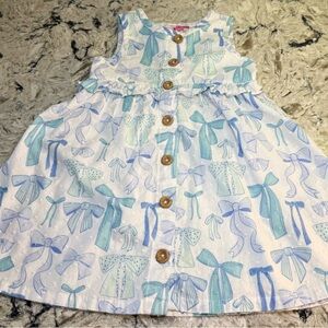 Penelope Mack Blue and White Bow Print Dress